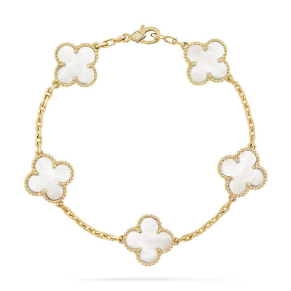 [Royal Jewellery]CLOVER WHITE PEARL MOP 5 MOTIF BRACELET COLLECTION