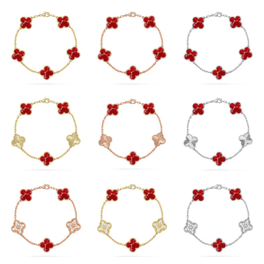 [Royal Jewellery]CLOVER 5 MOTIF RED PATTERN BRACELET COLLECTION