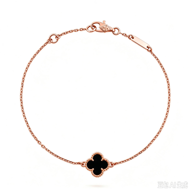 [Royal]CLOVER ONYX SINGLE FLOWER BRACELET