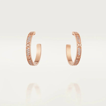 [Royal Jewellery]LOVE DIAMOND PINK GOLD HOOP EARRINGS
