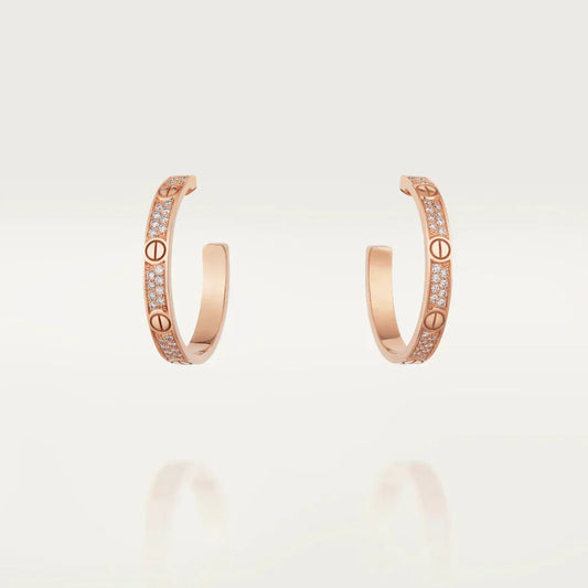 [Royal Jewellery]LOVE DIAMOND PINK GOLD HOOP EARRINGS