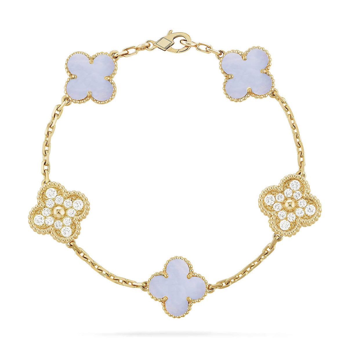 [Royal Jewellery] CLOVER 5 MOTIF PURPLE CHALCEDONY BRACELET COLLECTION
