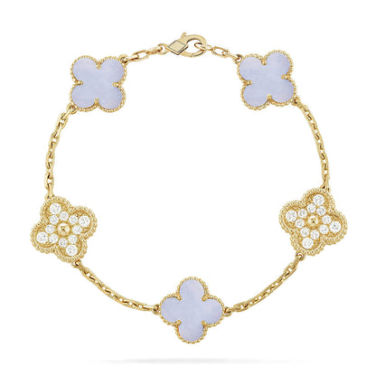 [Royal Jewellery] CLOVER 5 MOTIF PURPLE CHALCEDONY BRACELET COLLECTION