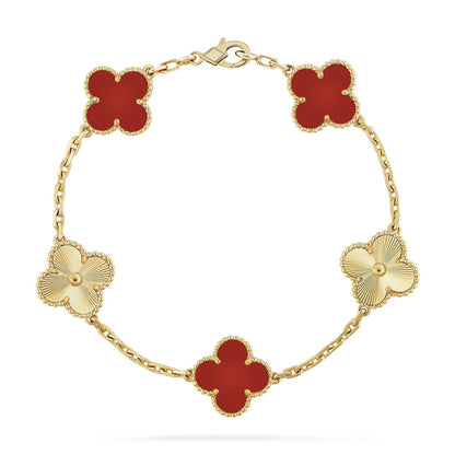 [Royal Jewellery] CLOVER 5 MOTIF RED CORNELIAN BRACELET COLLECTION