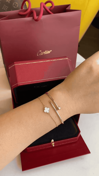 [Royal] Clover White Mother-of-Pearl & JUSTE Bracelet Stack Set