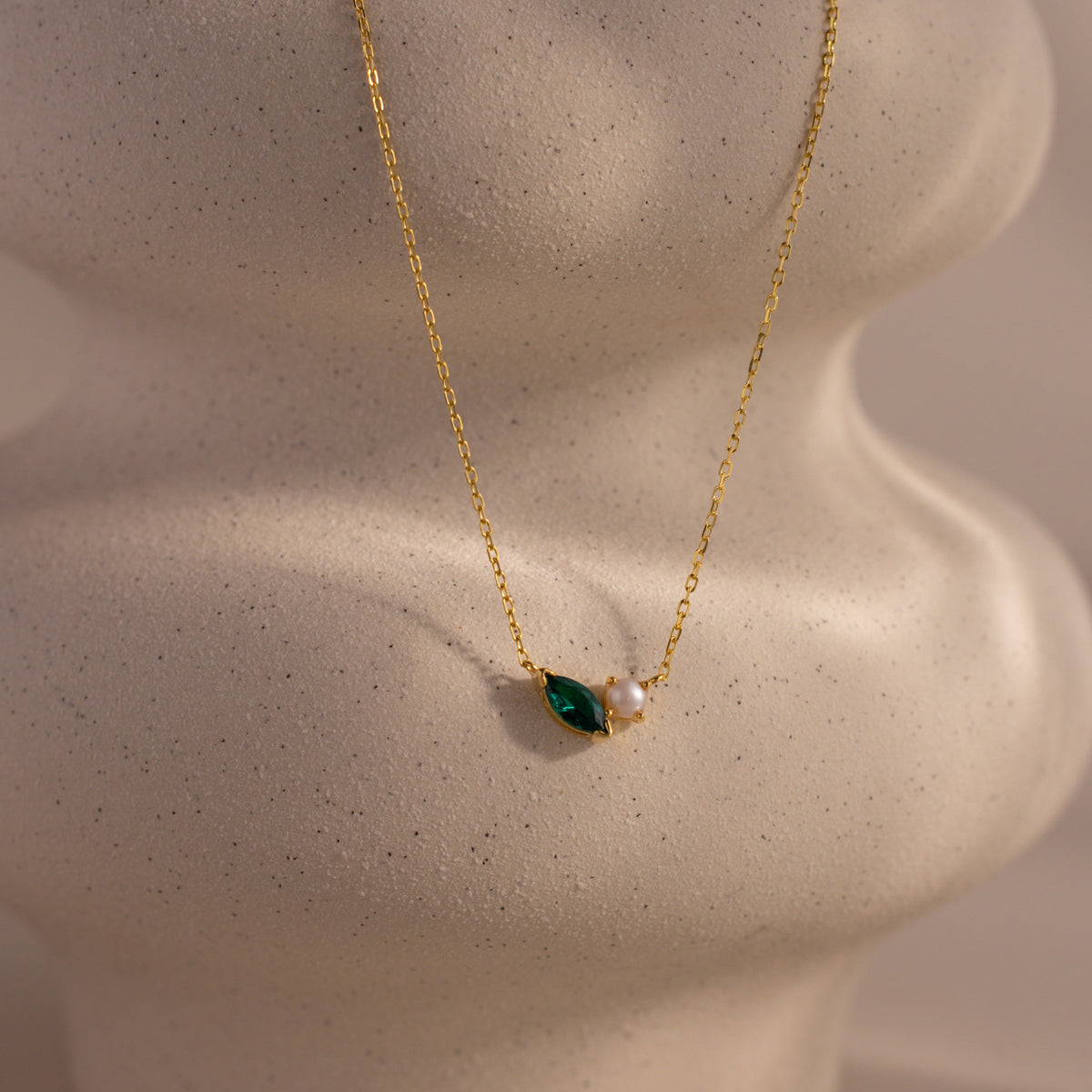 Marquise Birthstone & Pearl Necklace