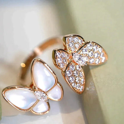 [Royal Jewellery]TWIN BUTTERFLY DIAMOND MOP RING