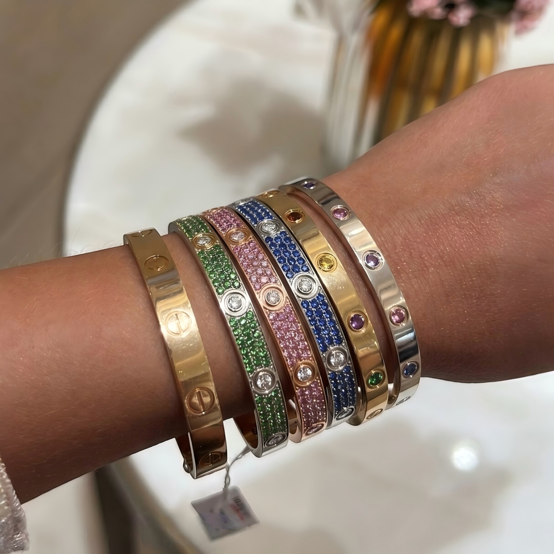 [Royal]2026 PAVE GEMSTONE LOVE BRACELET 6.1MM 10 DIAMONDS
