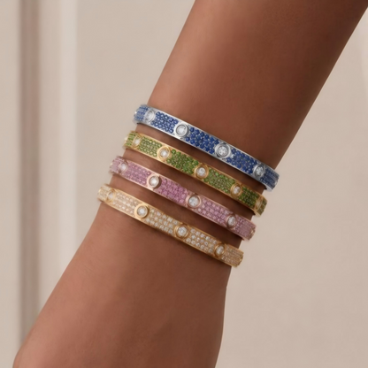 [Royal]2026 PAVE GEMSTONE LOVE BRACELET 6.1MM 10 DIAMONDS