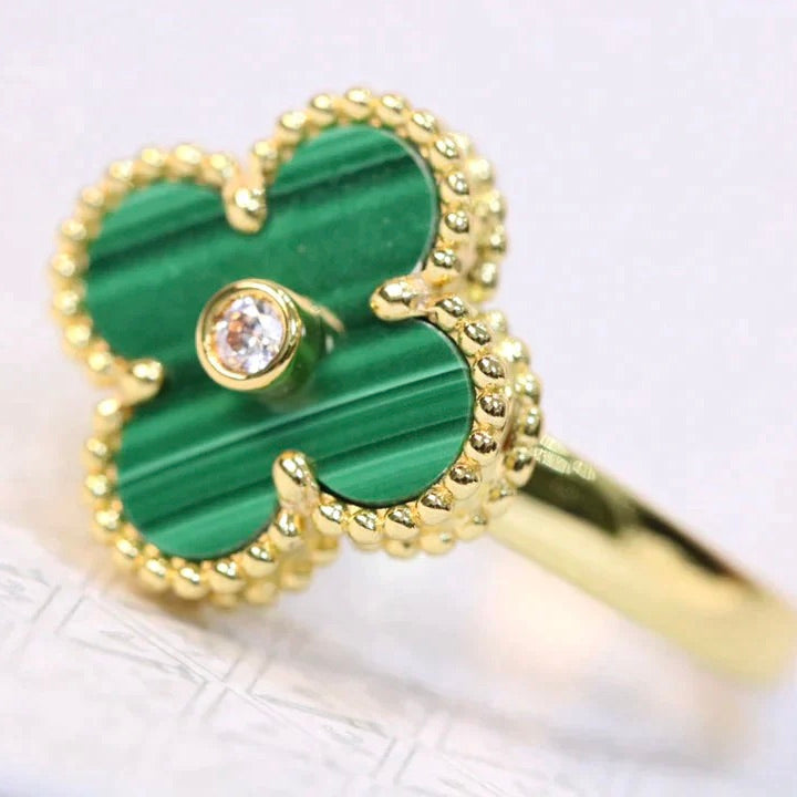 [Royal Jewellery]CLOVER MALACHITE RING GOLD DIAMOND