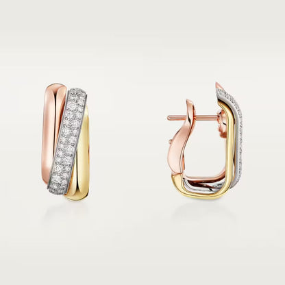 [Royal] TRINITY HALF DIAMOND  CUSHION EARRINGS