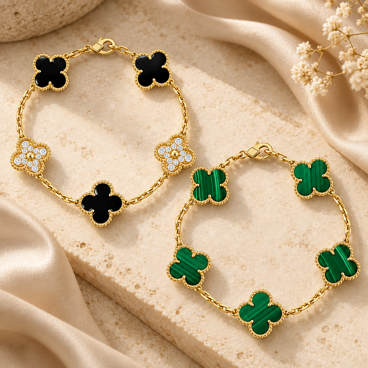 [Royal]Clover 5 Motifs  Duo Bracelet Stack Set