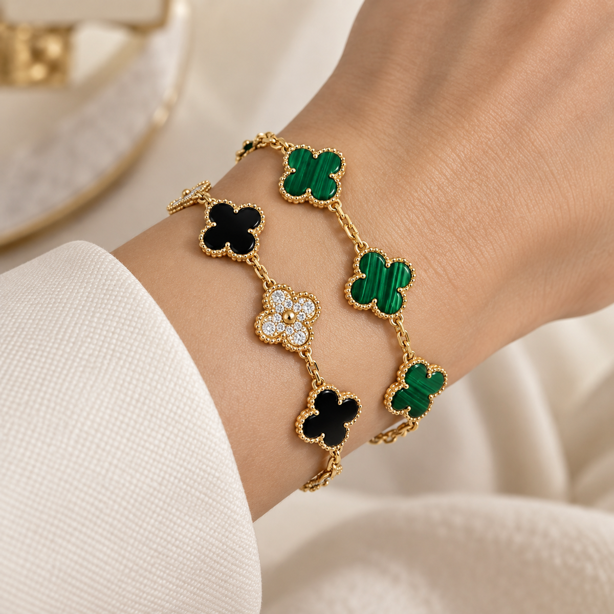 [Royal]Clover 5 Motifs  Duo Bracelet Stack Set