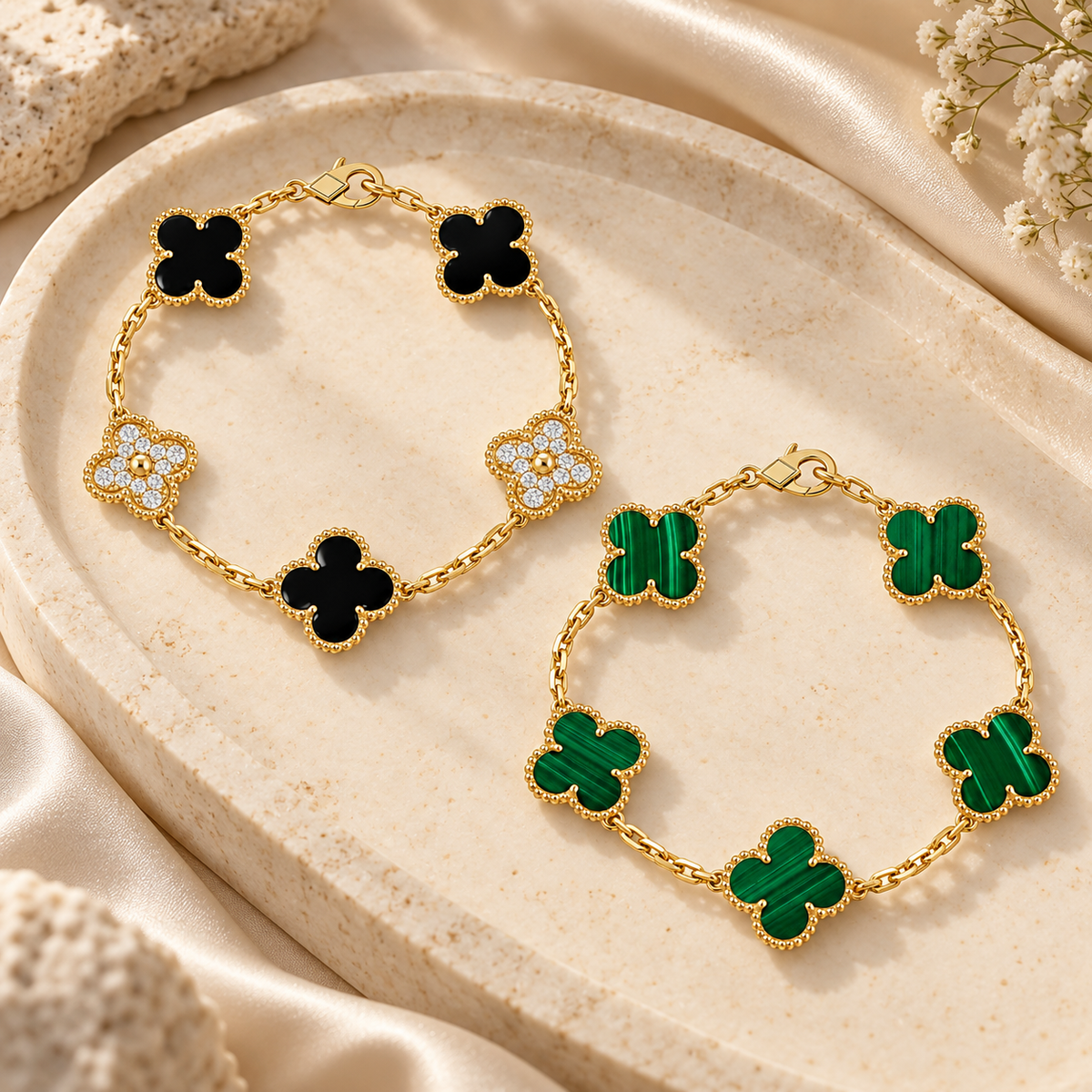 [Royal]Clover 5 Motifs  Duo Bracelet Stack Set
