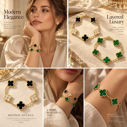 [Royal]Clover 5 Motifs  Duo Bracelet Stack Set