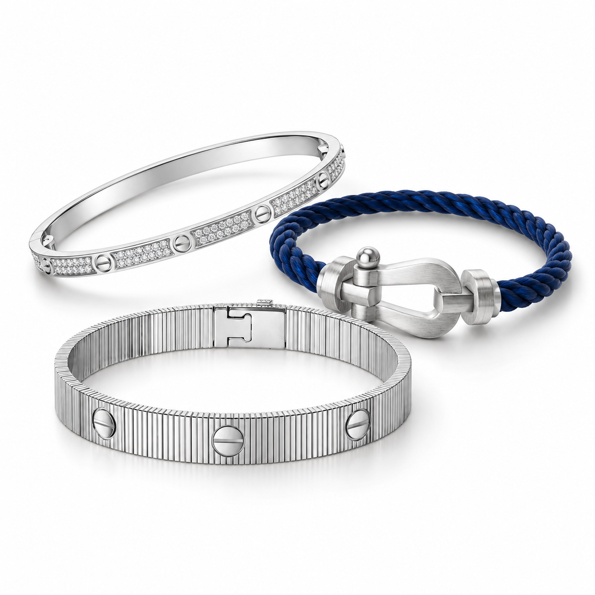 [Royal]Love & Force Large Horseshoe Trio Bracelet Stack Set