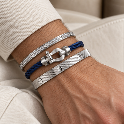 [Royal]Love & Force Large Horseshoe Trio Bracelet Stack Set