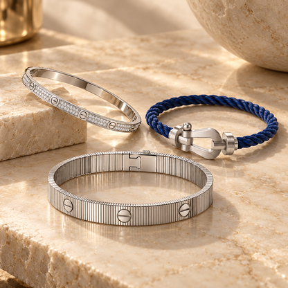 [Royal]Love & Force Large Horseshoe Trio Bracelet Stack Set