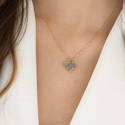 [Royal Jewellery]CLOVER 15MM  GRAY MOTHER OF PEARL NECKLACE