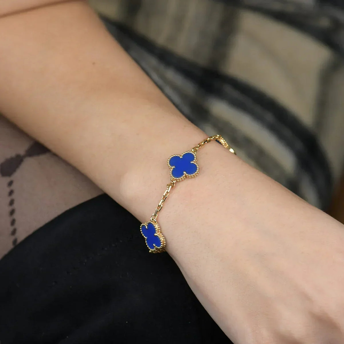 [Royal Jewellery] CLOVER 5 MOTIF BLUE AGATE BRACELET COLLECTION