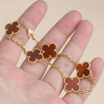 [Royal Jewellery] CLOVER 5 MOTIF RED CORNELIAN BRACELET COLLECTION