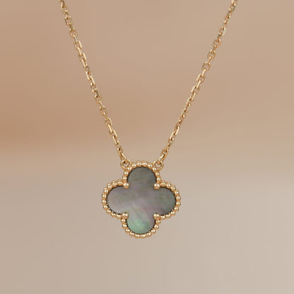 [Royal Jewellery]CLOVER 15MM  GRAY MOTHER OF PEARL NECKLACE