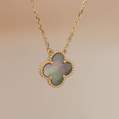 [Royal Jewellery]CLOVER 15MM  GRAY MOTHER OF PEARL NECKLACE