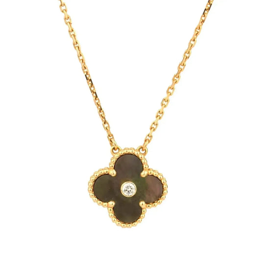 [Royal Jewellery]CLOVER 15MM DIAMOND AND MOTHER-OF-GREY NECKLACE