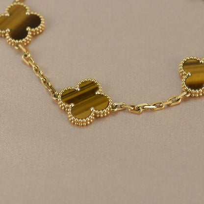 [Royal Jewellery] CLOVER 5 MOTIFS TIGER EYE BRACELET COLLECTION