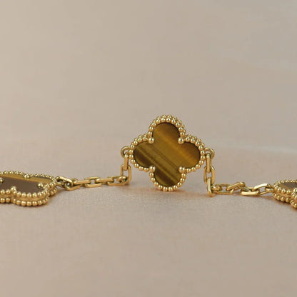 [Royal Jewellery] CLOVER 5 MOTIFS TIGER EYE BRACELET COLLECTION