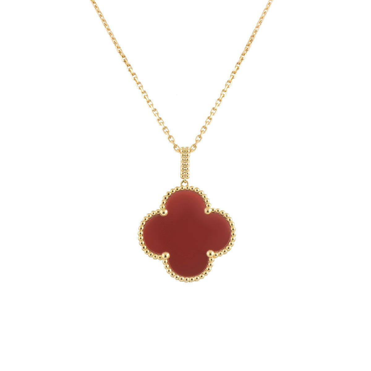 [Royal Jewellery]CLOVER 25MM NECKLACE GOLD CARNELIAN