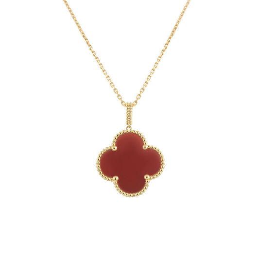 [Royal Jewellery]CLOVER 25MM NECKLACE GOLD CARNELIAN