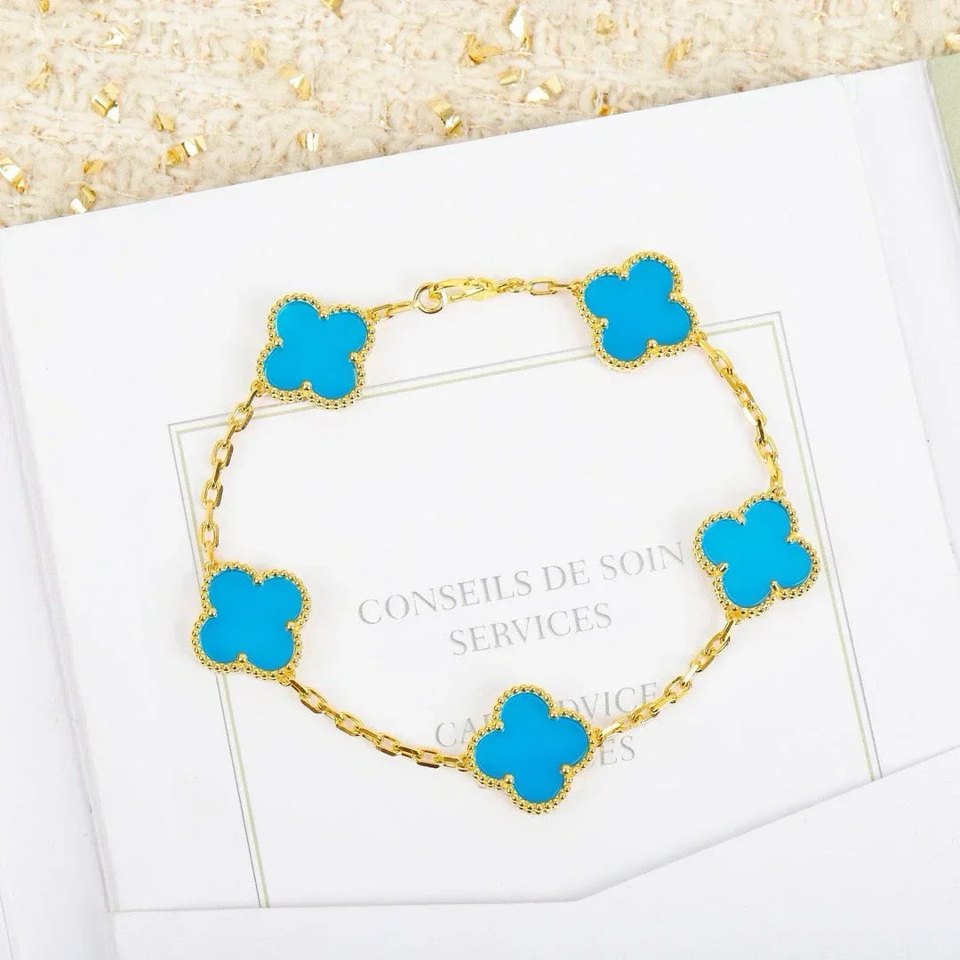 [Royal Jewellery] CLOVER 5 MOTIF TURQUOISE BRACELET COLLECTION