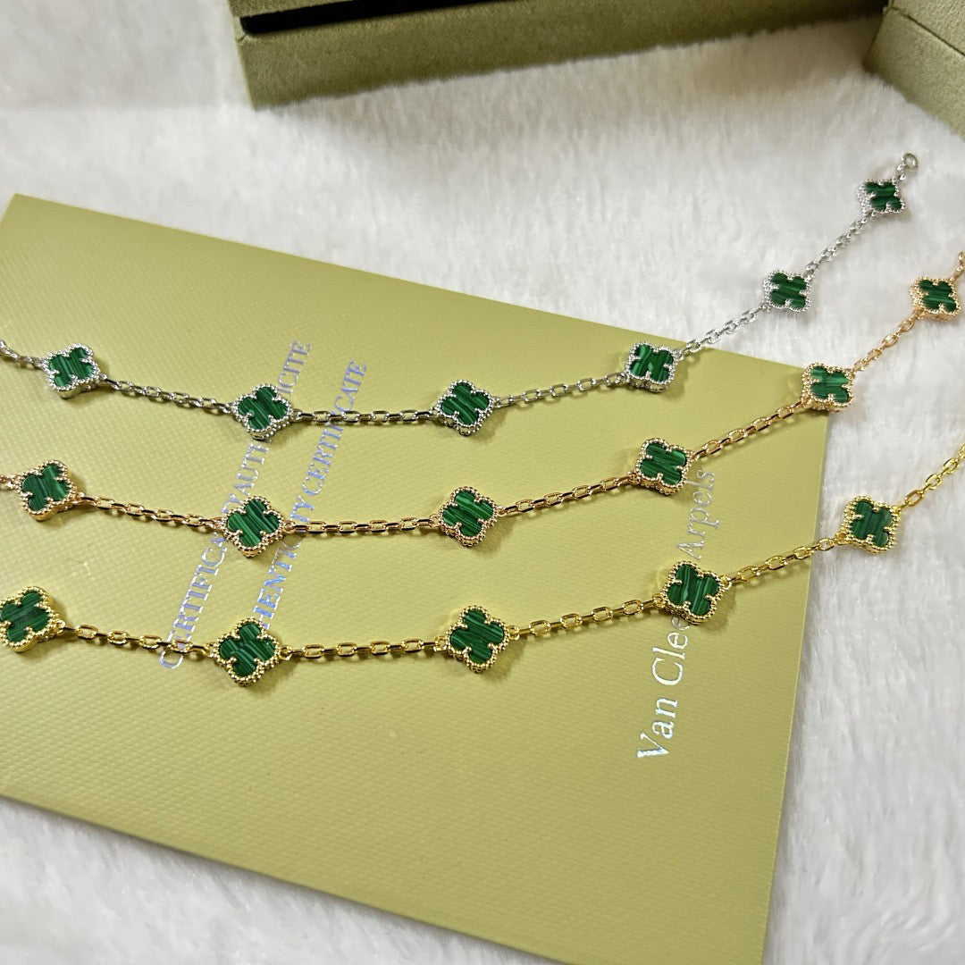 [Royal Jewellery]CLOVER 6 MOTIF MALACHITE BRACELET