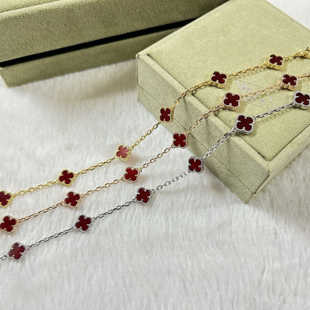 [Royal Jewellery]CLOVER 6 MOTIF RED AGATE BRACELET