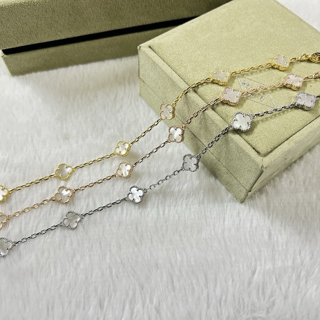 [Royal Jewellery]CLOVER 6 MOTIF WHITE MOP BRACELET