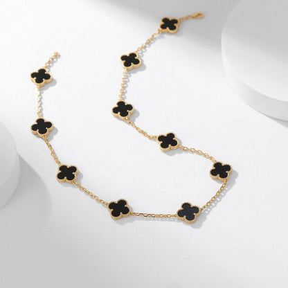 [Royal Jewellery]CLOVER 10 MOTIFS ONYX NECKLACE