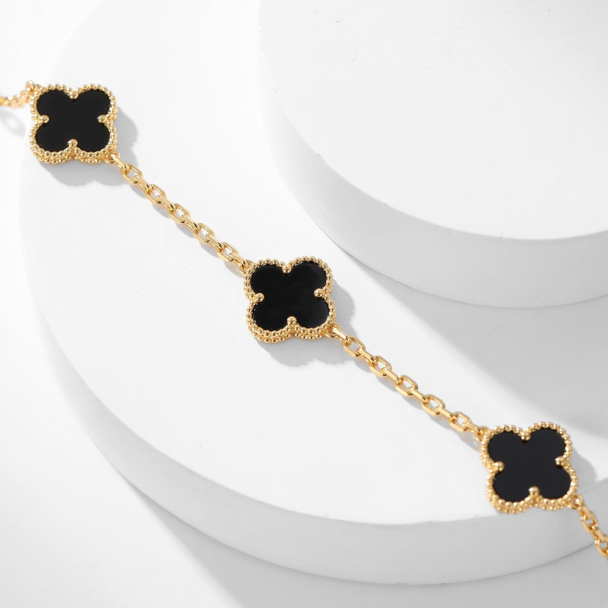 [Royal Jewellery]CLOVER 10 MOTIFS ONYX NECKLACE