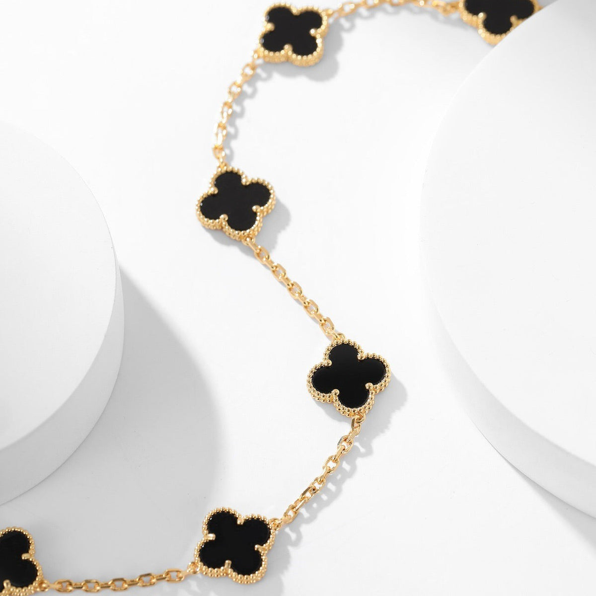 [Royal Jewellery]CLOVER 10 MOTIFS ONYX NECKLACE