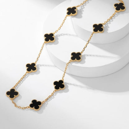 [Royal Jewellery]CLOVER 10 MOTIFS ONYX NECKLACE