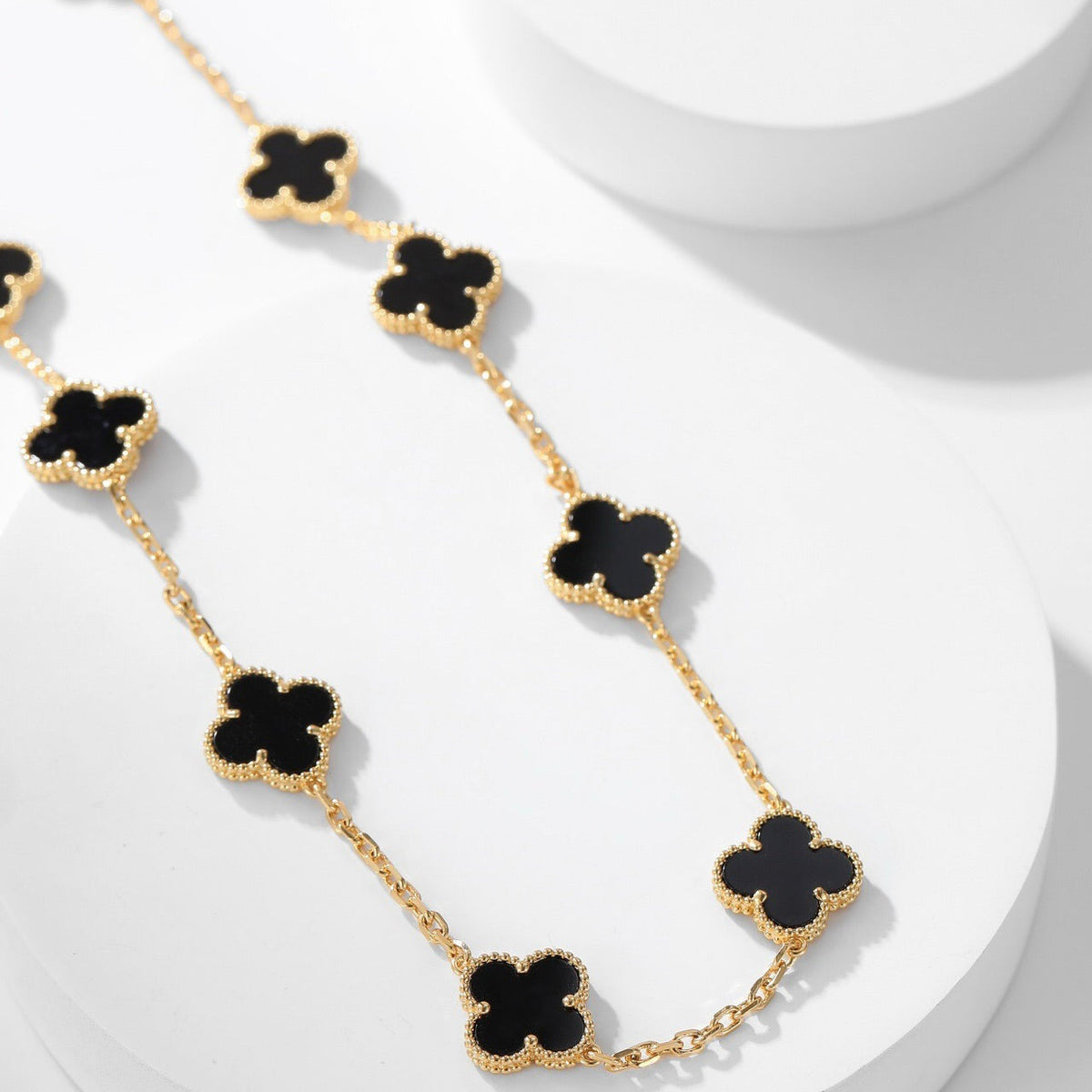 [Royal Jewellery]CLOVER 10 MOTIFS ONYX NECKLACE
