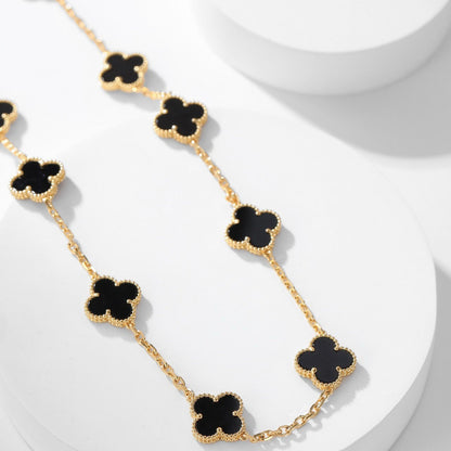 [Royal Jewellery]CLOVER 10 MOTIFS ONYX NECKLACE