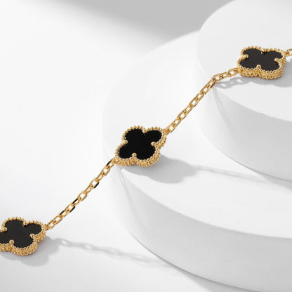 [Royal Jewellery]CLOVER 10 MOTIFS ONYX NECKLACE