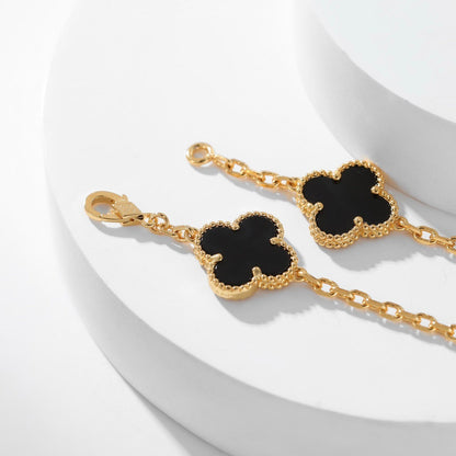 [Royal Jewellery]CLOVER 10 MOTIFS ONYX NECKLACE