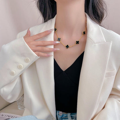 [Royal Jewellery]CLOVER 10 MOTIFS ONYX NECKLACE