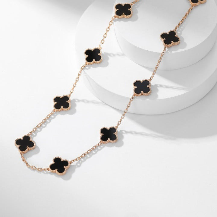 [Royal Jewellery]CLOVER 10 MOTIFS ONYX NECKLACE