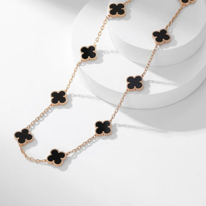 [Royal Jewellery]CLOVER 10 MOTIFS ONYX NECKLACE