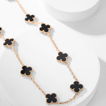 [Royal Jewellery]CLOVER 10 MOTIFS ONYX NECKLACE