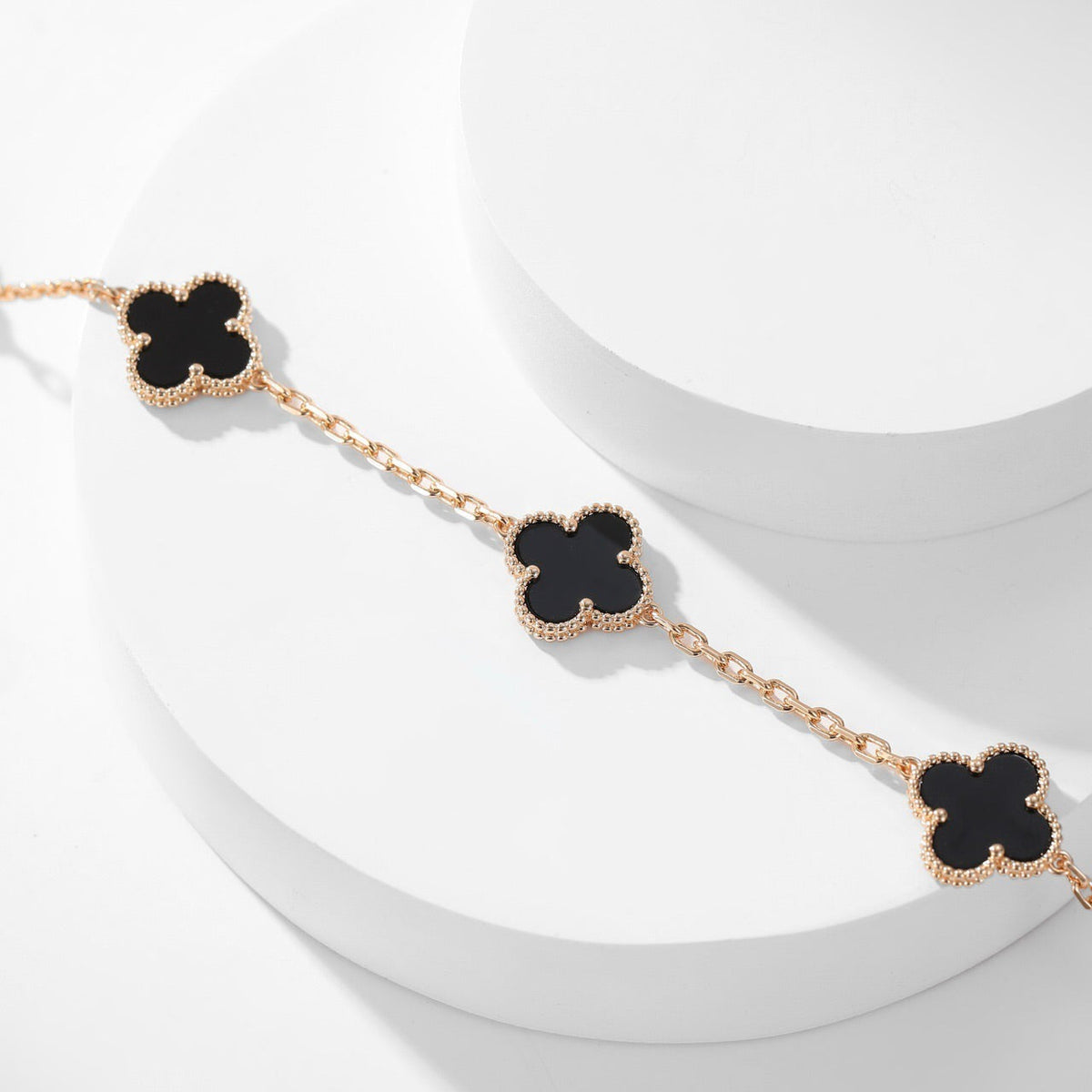 [Royal Jewellery]CLOVER 10 MOTIFS ONYX NECKLACE