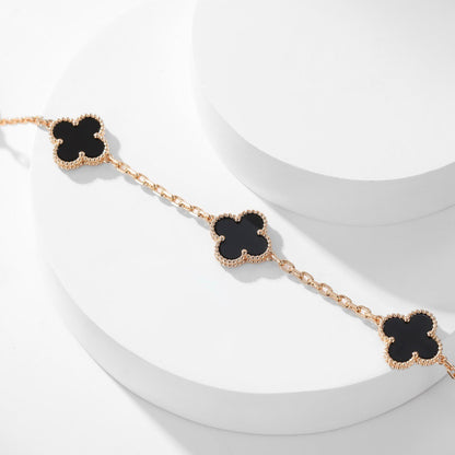 [Royal Jewellery]CLOVER 10 MOTIFS ONYX NECKLACE